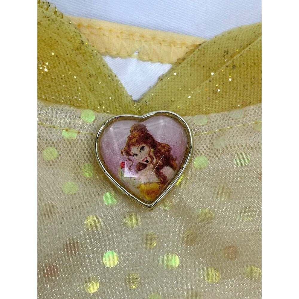 Disney Store Girl 4 Belle Beauty Beast Dress Yellow Costume Princess Roses‎